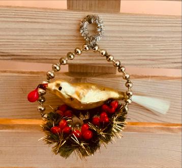 Antiek Kerst Vogeltje in antieke glas kerstSlinger beschikbaar voor biedingen