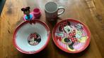 Disney kinderservies kind servies Minnie Mouse mok bord kom, Mickey Mouse, Gebruikt, Ophalen of Verzenden, Servies