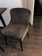 Grijze velvet eetkamerstoelen - 4 stuks, Huis en Inrichting, Stoelen, Ophalen of Verzenden, Zo goed als nieuw, Metaal