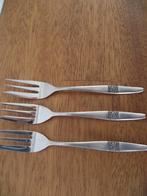 3 vintage zwart RVS bloemen taartvorkje 14 cm Amefa 1960 p s, Antiek en Kunst, Antiek | Bestek, Ophalen of Verzenden