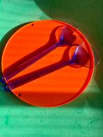 Vintage sla opscheplepels set space age paars blauw MEPAL, Ophalen of Verzenden, Gebruikt, Kunststof, Bestekset