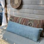 XXL langwerpig hennepkussen vintage kelim faded blue 40x105, Yazgibi, Nieuw, Info@yazgibi.nl, Vlindermeent 41 Hilversum