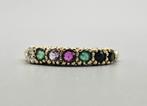Gouden Vintage ring met edelstenen en diamant. 2025/375., 18 tot 19, Overige kleuren, ., Ophalen of Verzenden