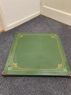 Antieke kachel onderplaat, metaal/groen emaille, 55x55 x 4.5, Antiek en Kunst, Ophalen of Verzenden