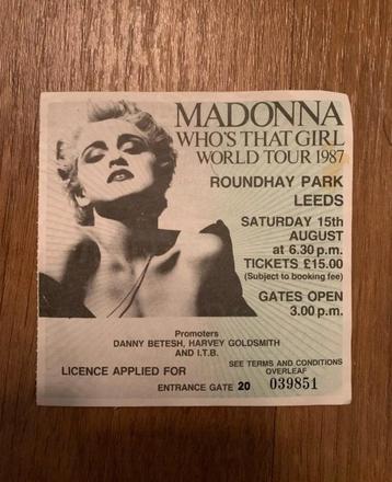  Madonna-ticket “Who’s That Girl World Tour” – Leeds beschikbaar voor biedingen