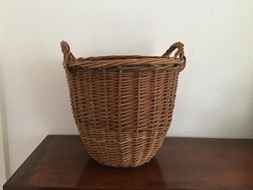 Vintage Rieten poetsmandje / stofdoekmandje. beschikbaar voor biedingen