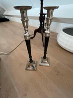 2 antieke kandelaars jaren 50/60. 35.5 cm hoog, Antiek en Kunst, Ophalen of Verzenden, Overige materialen