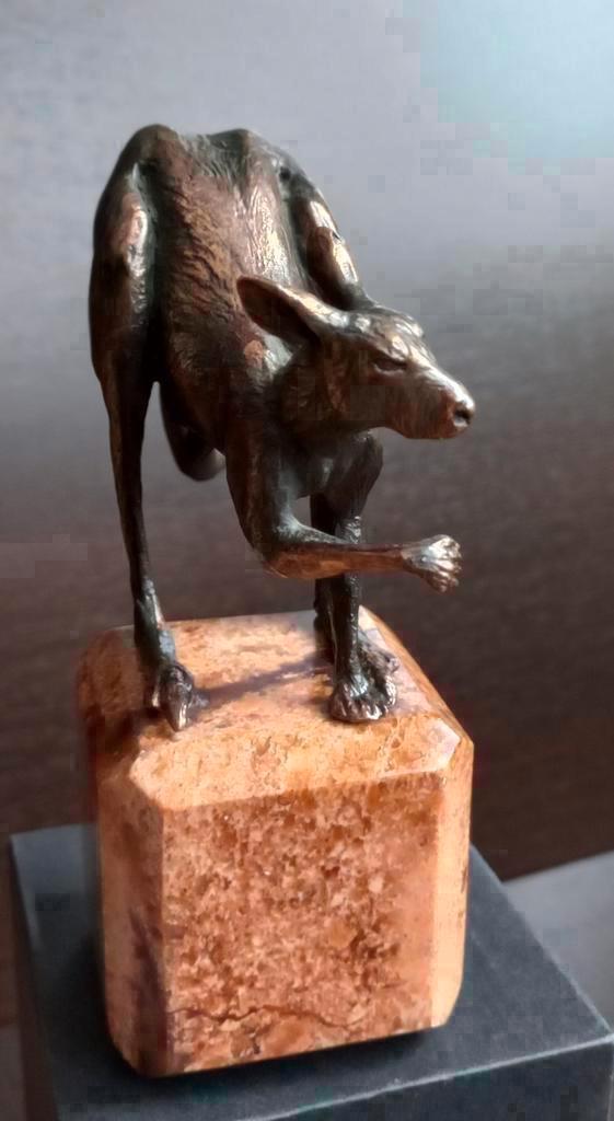 Brons beeld Kangoeroe en baby Figuurtje, bronzen beeld, Antiek en Kunst, Antiek | Koper en Brons, Brons, Ophalen of Verzenden