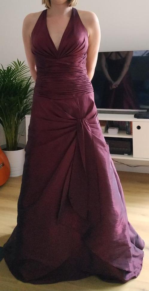 Galajurk lange jurk bordeaux rood maat 36/38, Kleding | Dames, Gelegenheidskleding, Zo goed als nieuw, Galajurk, Maat 36 (S), Rood