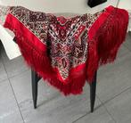 Sjaal stola vintage shawl rood met franjes scarf hm, Ophalen of Verzenden, Zo goed als nieuw, Sjaal