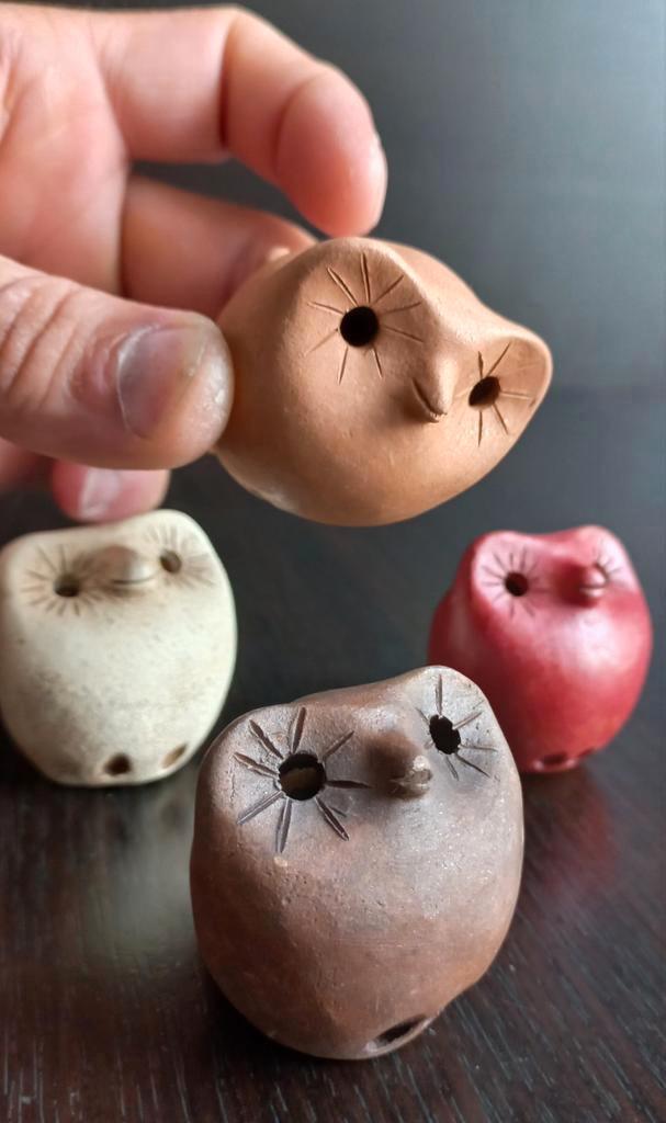 Unieke Set van Vier Keramische Uilen beeldjes, Antiek en Kunst, Antiek | Keramiek en Aardewerk, Ophalen of Verzenden