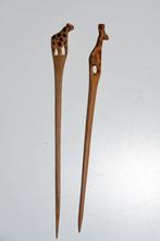 Handgemaakte Zuid-Afrikaanse houten prikkers luipaard giraf, Antiek en Kunst, Kunst | Niet-Westerse kunst, Ophalen