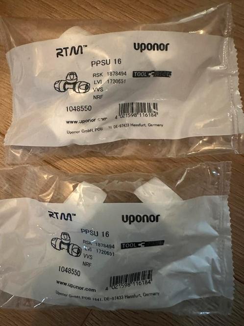 2X Uponor T-stuk PPSU 16 Geen persgereedschap nodig, Doe-het-zelf en Verbouw, Verwarming en Radiatoren, Nieuw, Overige typen, Minder dan 200 watt