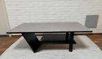 Formica vintage grijs/zwarte salontafel.141, Huis en Inrichting, Ophalen, 100 tot 150 cm, Rond, 50 tot 100 cm