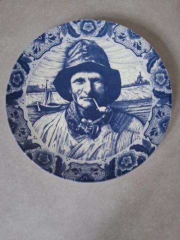 Delfts Blauw Wandbord - Visser beschikbaar voor biedingen