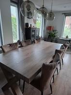 Eettafel + 6 stoelen, Ophalen, Gebruikt, 200 cm of meer, 50 tot 100 cm