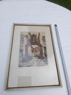 Prent in lijst Brusselse poort Anton Pieck stijl, Antiek en Kunst, Ophalen of Verzenden