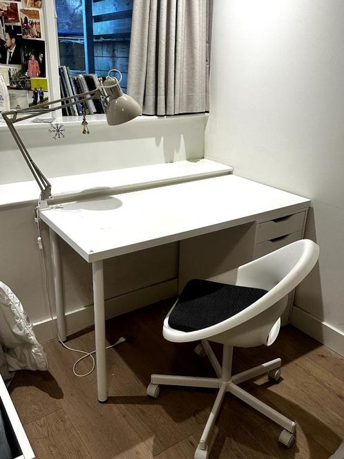 IKEA LAGKAPTEN/ALEX Desk Set (120x60 cm) + Chair (NEGOTIABLE, Huis en Inrichting, Bureaus, Zo goed als nieuw, Bureau, Ophalen