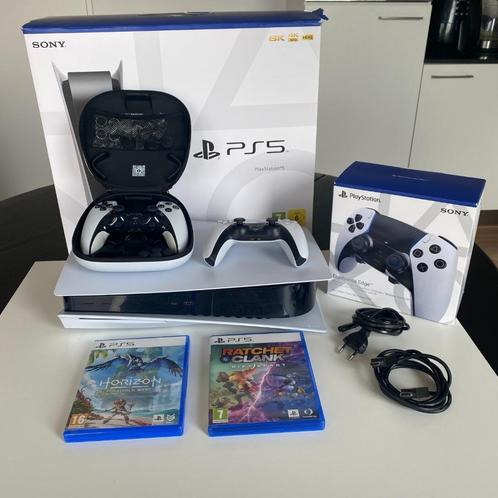 PlayStation 5 Disc Edition (Wit) + Edge Controller + Game, Spelcomputers en Games, Spelcomputers | Sony PlayStation 5, Gebruikt