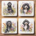 Portugese Waterhond Aquarel onderzetters met houder, Ophalen of Verzenden, Nieuw, Glas of Kopje