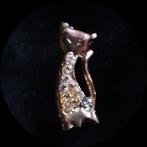 Pin broche met poes en steentjes., Sieraden, Tassen en Uiterlijk, Broches, Koper, Minder dan 4 cm, Ophalen of Verzenden, Zo goed als nieuw