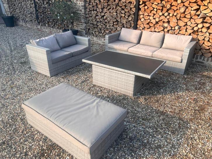 Le Sud Loungeset - Compleet met verstelbare tafel, Tuin en Terras, Tuinsets en Loungesets, Gebruikt, Loungeset, Wicker, 5 zitplaatsen