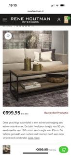 Be-Uniq Oud houten salontafel, Huis en Inrichting, Tafels | Salontafels, Ophalen, 50 tot 100 cm, 150 tot 200 cm, Nieuw