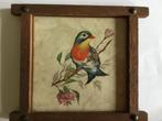 Vogel tegel in houten lijst ( in Hilversum), Antiek en Kunst, Ophalen of Verzenden