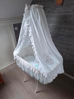 Mooie Brocante gietijzeren wieg met bekleding., Ophalen, Gebruikt, Wieg