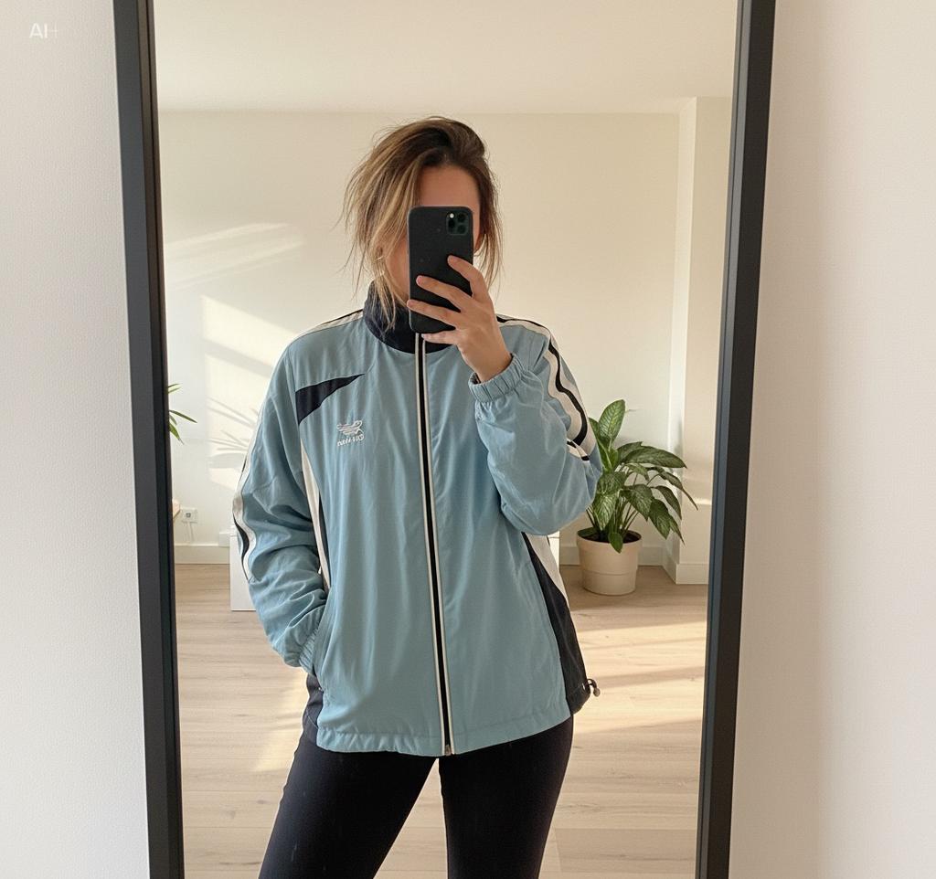 Vintage Retro Colorblock Windbreaker Jack - Blauw/Zwart - L, Verzenden, Zo goed als nieuw, Maat 42/44 (L), Blauw