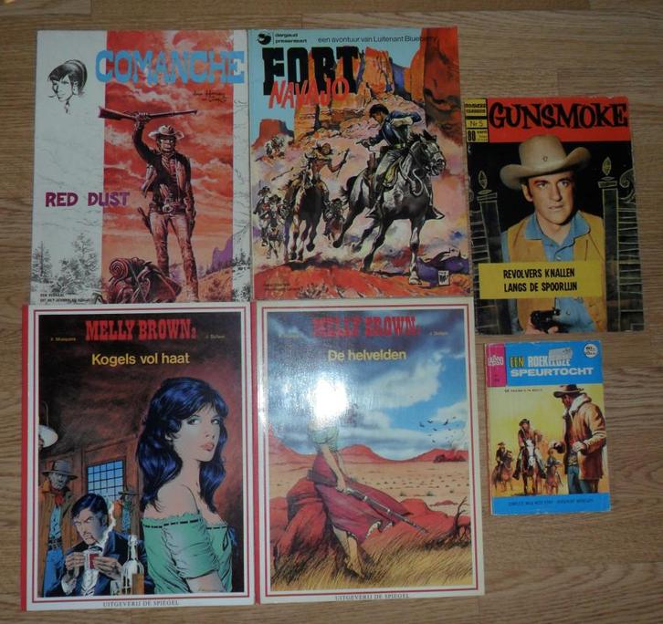 Partij cowboy Western Strips / Comanche Blueberry Gunsmoke, Boeken, Stripboeken, Gelezen, Meerdere stripboeken, Ophalen of Verzenden