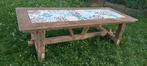 Eettafel / Tuintafel met een blad van Portugese cementtegels, Ophalen, Vijf personen of meer, 200 cm of meer, Grenenhout