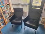 Zwarte leren Charly fauteuils (2 stuks), Ophalen, Minder dan 75 cm, Zo goed als nieuw, Metaal