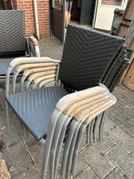 18x Terras stoelen met houten armleuning, Ophalen, Gebruikt, Kunststof