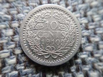 10 cent dubbeltje 1910 Wilhelmina ZFR-PR beschikbaar voor biedingen