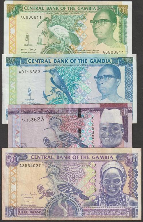 Gambia set van 4 biljetten gebruikt (nr 100), Postzegels en Munten, Bankbiljetten | Afrika, Setje, Overige landen, Verzenden