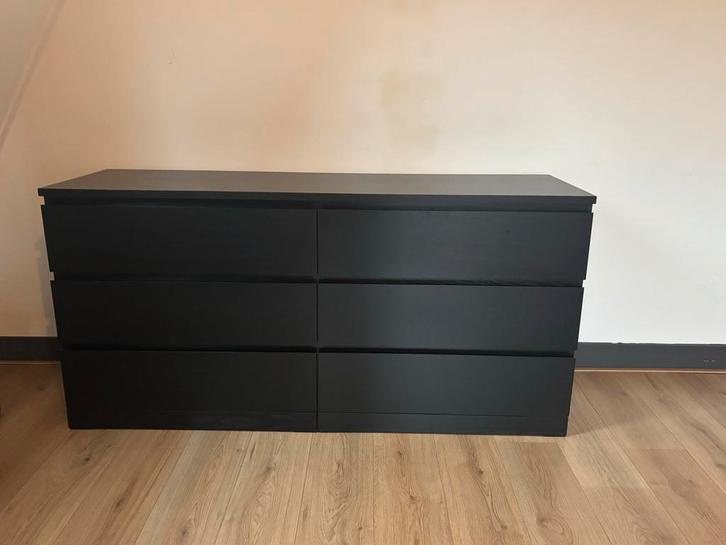 Ikea Malm ladekast met 6 lades - Zwartbruin, Huis en Inrichting, Kasten | Kledingkasten, Zo goed als nieuw, Minder dan 100 cm