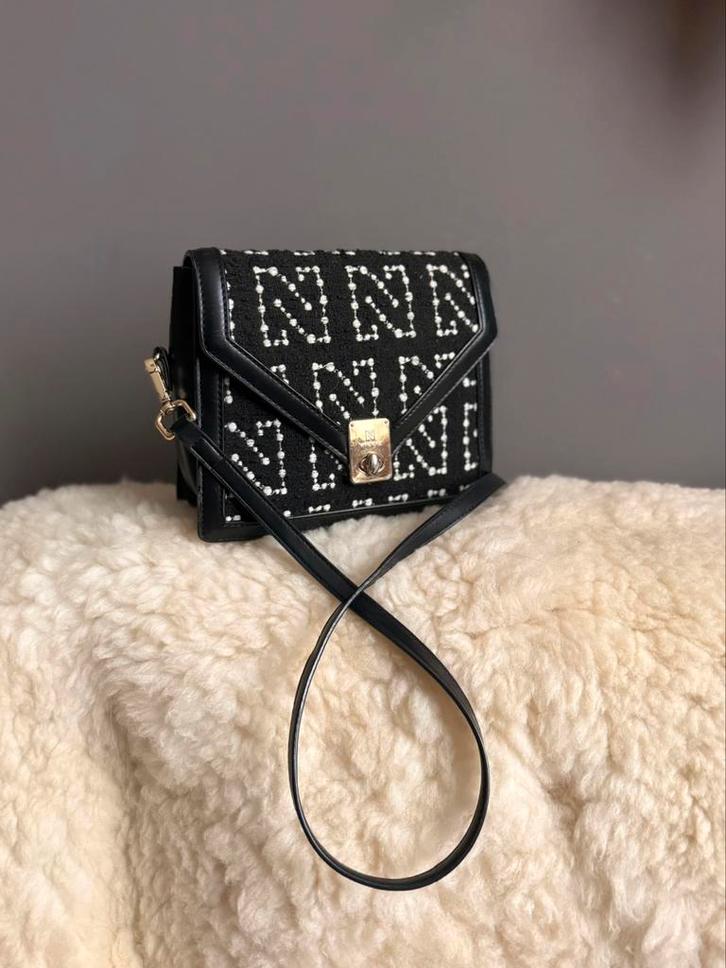 Nikkie tas tasje handtas schoudertas tweed, Sieraden, Tassen en Uiterlijk, Tassen | Damestassen, Zo goed als nieuw, Handtas, Zwart