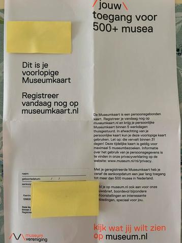 Volwassenen museumkaart  beschikbaar voor biedingen