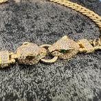 14 karaats gouden armband panter model cuban, Ophalen of Verzenden, Zo goed als nieuw, Goud, Zilver