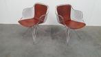 2 Design Wire Chairs Chroom Met Cognac Seat Pads, Huis en Inrichting, Ophalen, Kunststof, Twee, Bruin