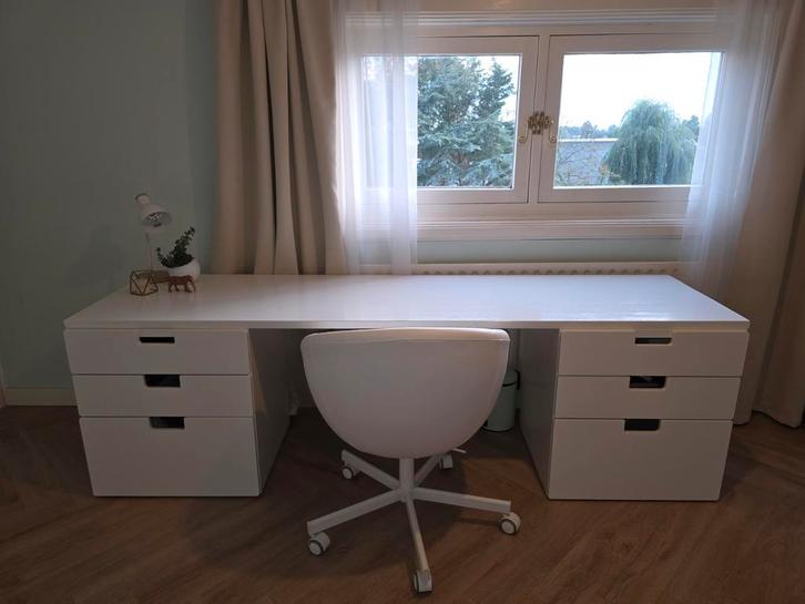Extra lang Bureau met 2 ladekasten, Huis en Inrichting, Bureaus, Gebruikt, Bureau, Ophalen