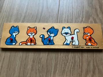 Vintage Houten Katten Puzzel beschikbaar voor biedingen