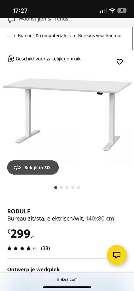 Ikea Zit Sta Bureau, Huis en Inrichting, Bureaus, Zo goed als nieuw, Stabureau, In hoogte verstelbaar, Ophalen