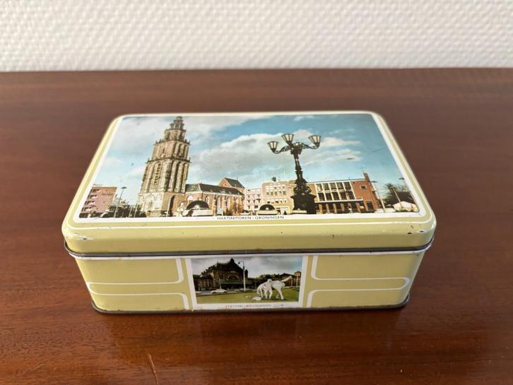 Vintage blik Groningen Martinitoren, Universiteit, station., Verzamelen, Blikken, Gebruikt, Overige, Overige merken, Ophalen of Verzenden