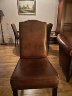 Set van 4 leren stoelen, Huis en Inrichting, Stoelen, Ophalen, Gebruikt, Bruin, Leer