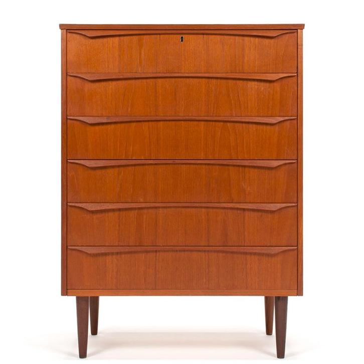 Vintage Deens design ladekast teak jaren 50, 60, Huis en Inrichting, Kasten | Ladekasten, Gebruikt, 100 tot 150 cm, 50 tot 100 cm