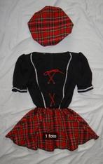 Leuke rood/zwart/geruit/zilver SCHOTSE/HIGHLANDER jurk + pet, Ophalen, Carnaval, Maat 42/44 (L), Kleding