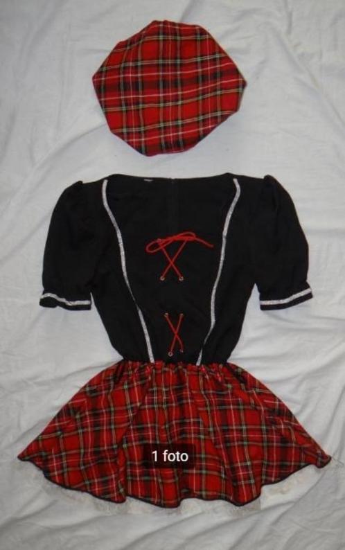 Leuke rood/zwart/geruit/zilver SCHOTSE/HIGHLANDER jurk + pet, Kleding | Dames, Carnavalskleding en Feestkleding, Gedragen, Kleding