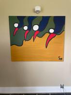 Abstract Schilderij - Vogels - 120x100 cm, Ophalen of Verzenden